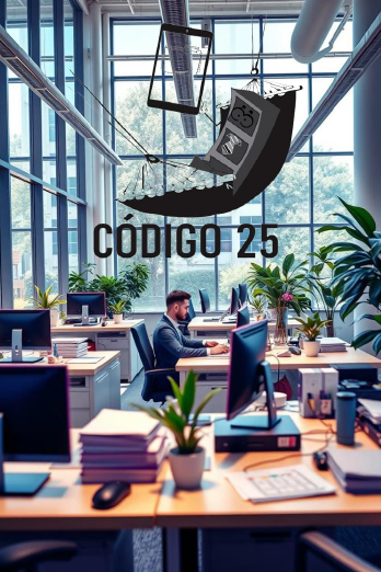 Arte Código 25 em ambiente de escritório